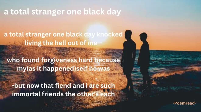 Experience the beauty of language and emotion in 'A Total Stranger One Black Day'. Discover themes of forgiveness and resilience in this poetic masterpiece.