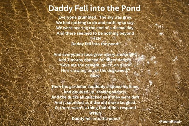 Experience the transformative power of laughter in 'Daddy Fell into the Pond'. Explore themes of family, humor, and the beauty of everyday moments.